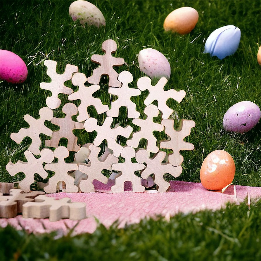 32-Piece Wooden "Little People" Balancing Set - Natural